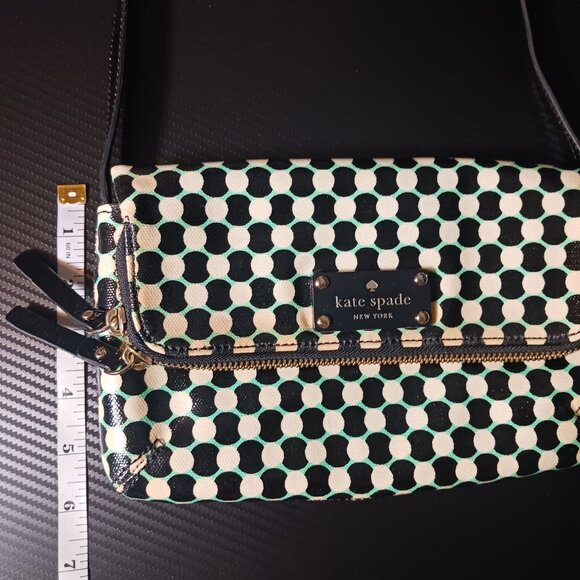 Kate Spade Dundee Drive Alec Flap Pocket Crossbody Bag Mint Polka Dot Purse - Picture 14 of 15